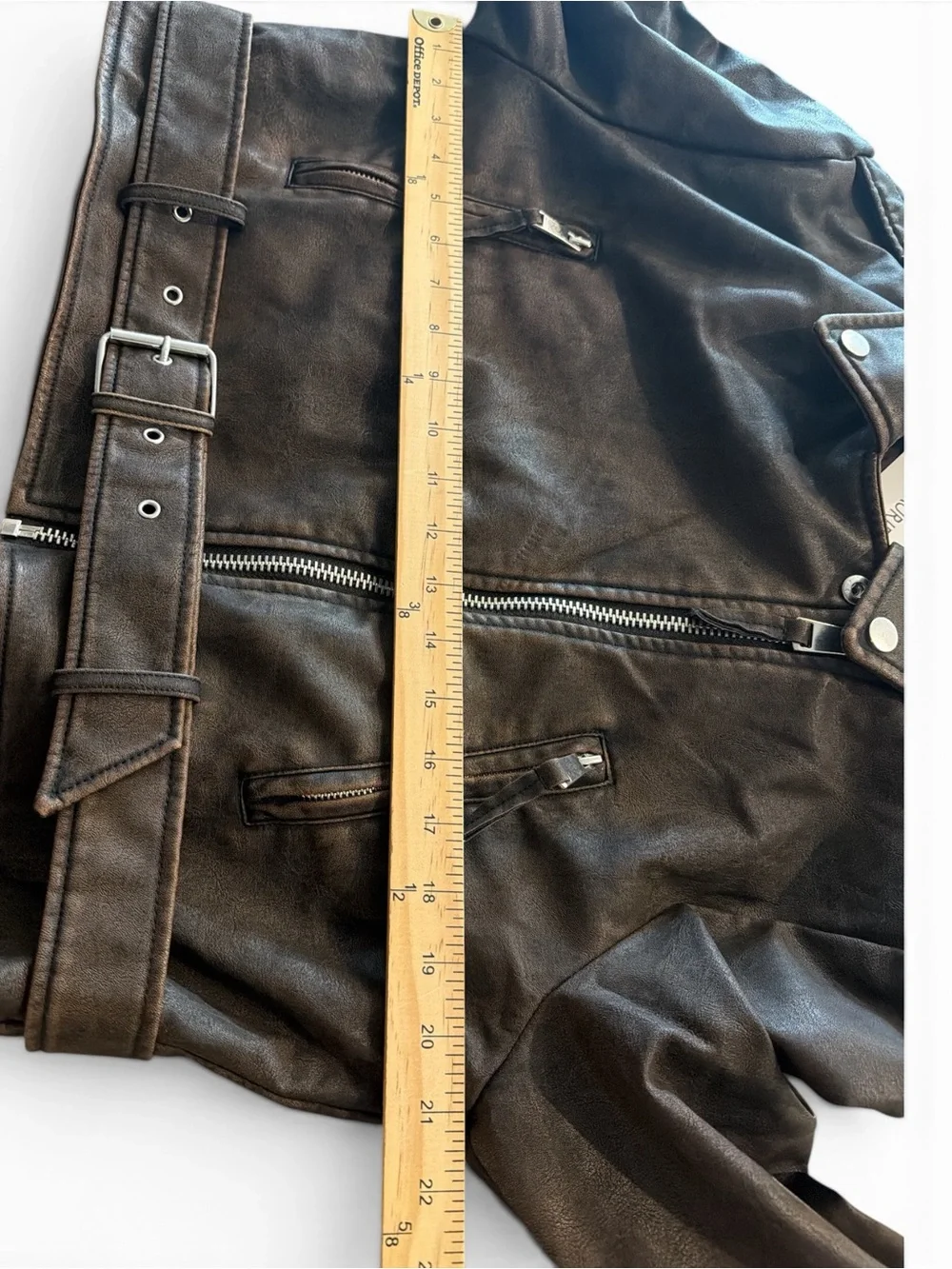 Lily & Lottie Akira Moto Jacket Size Medium Brown Asymmetrical Zip Front NEW - Picture 11 of 13